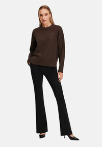 Maglione da Donna girocollo in lana e cashmere Sun68 Testa Di Moro