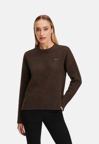Maglione da Donna girocollo in lana e cashmere Sun68 Testa Di Moro