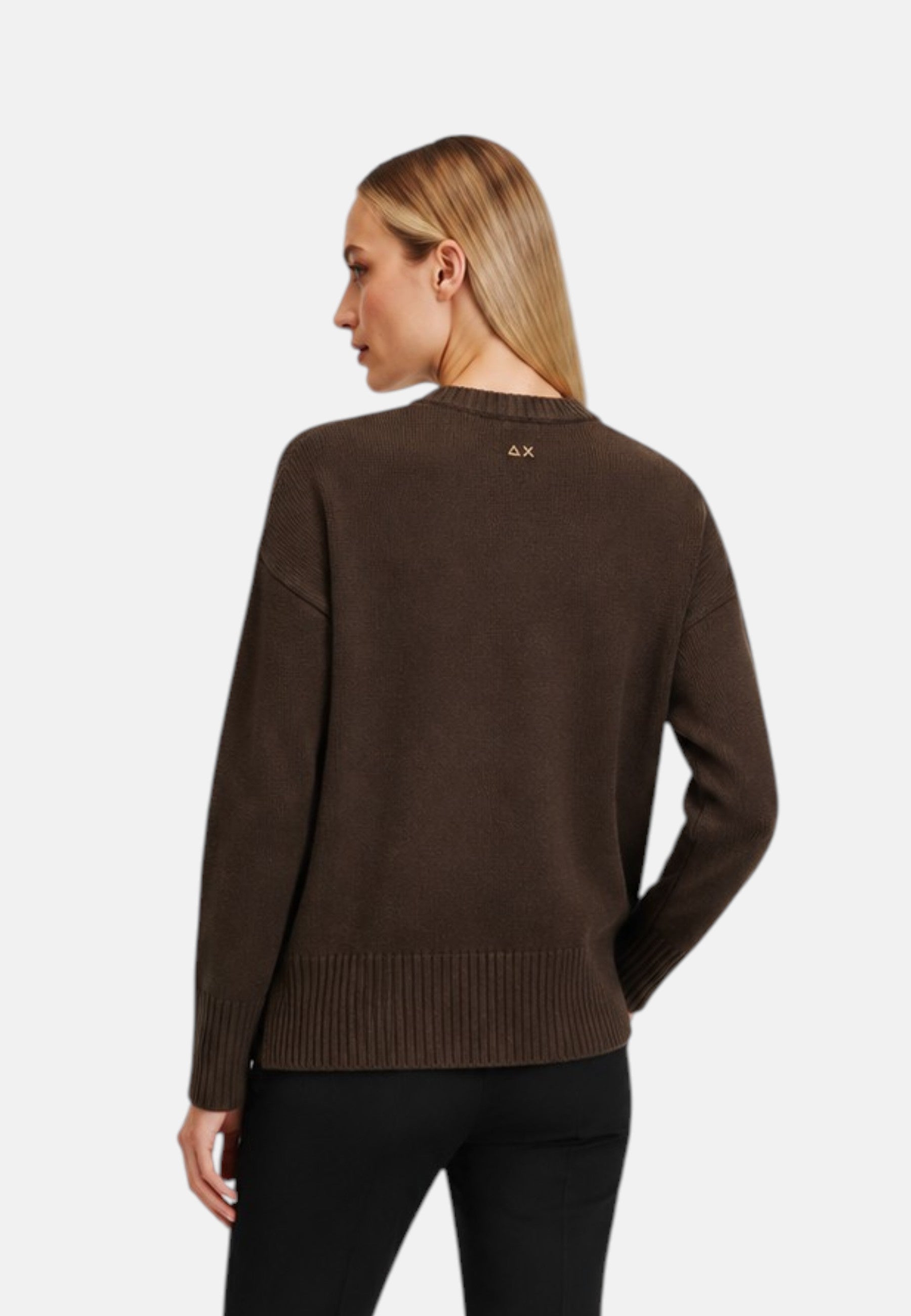 Maglione da Donna girocollo in lana e cashmere Sun68 Testa Di Moro