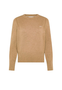 Maglione da Donna girocollo in lana e cashmere Sun68 Cammello