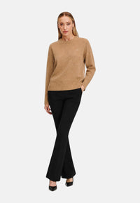 Maglione da Donna girocollo in lana e cashmere Sun68 Cammello