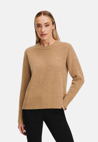 Maglione da Donna girocollo in lana e cashmere Sun68 Cammello