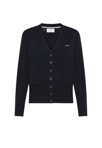 Cardigan in lana e cashmere Donna Sun68 Navy Blue