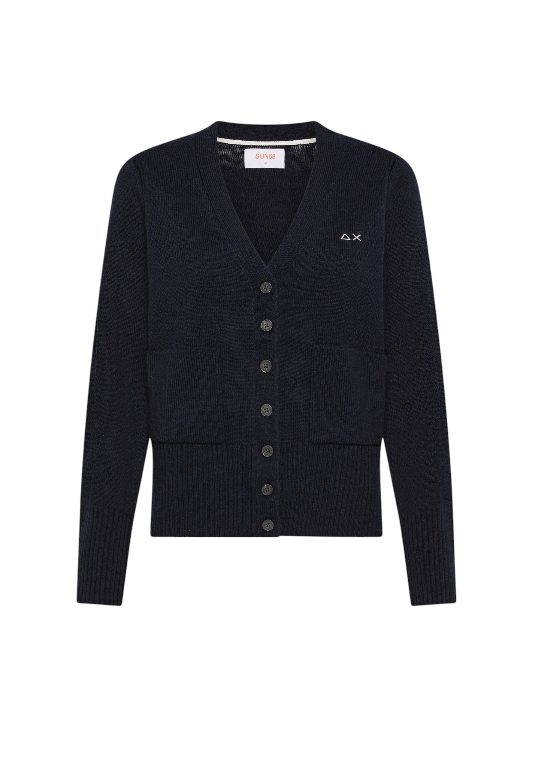 Cardigan in lana e cashmere Donna Sun68 Navy Blue