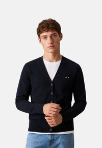 Cardigan in lana e cashmere Donna Sun68 Navy Blue