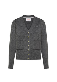 Cardigan in lana e cashmere Donna Sun68 Grigio Scuro