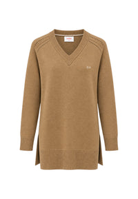 Maglione da Donna in lana e alpaca a coste Sun68 Cammello