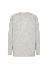 Maglione da Uomo in lana e alpaca a coste Sun68 Grigio Chiaro