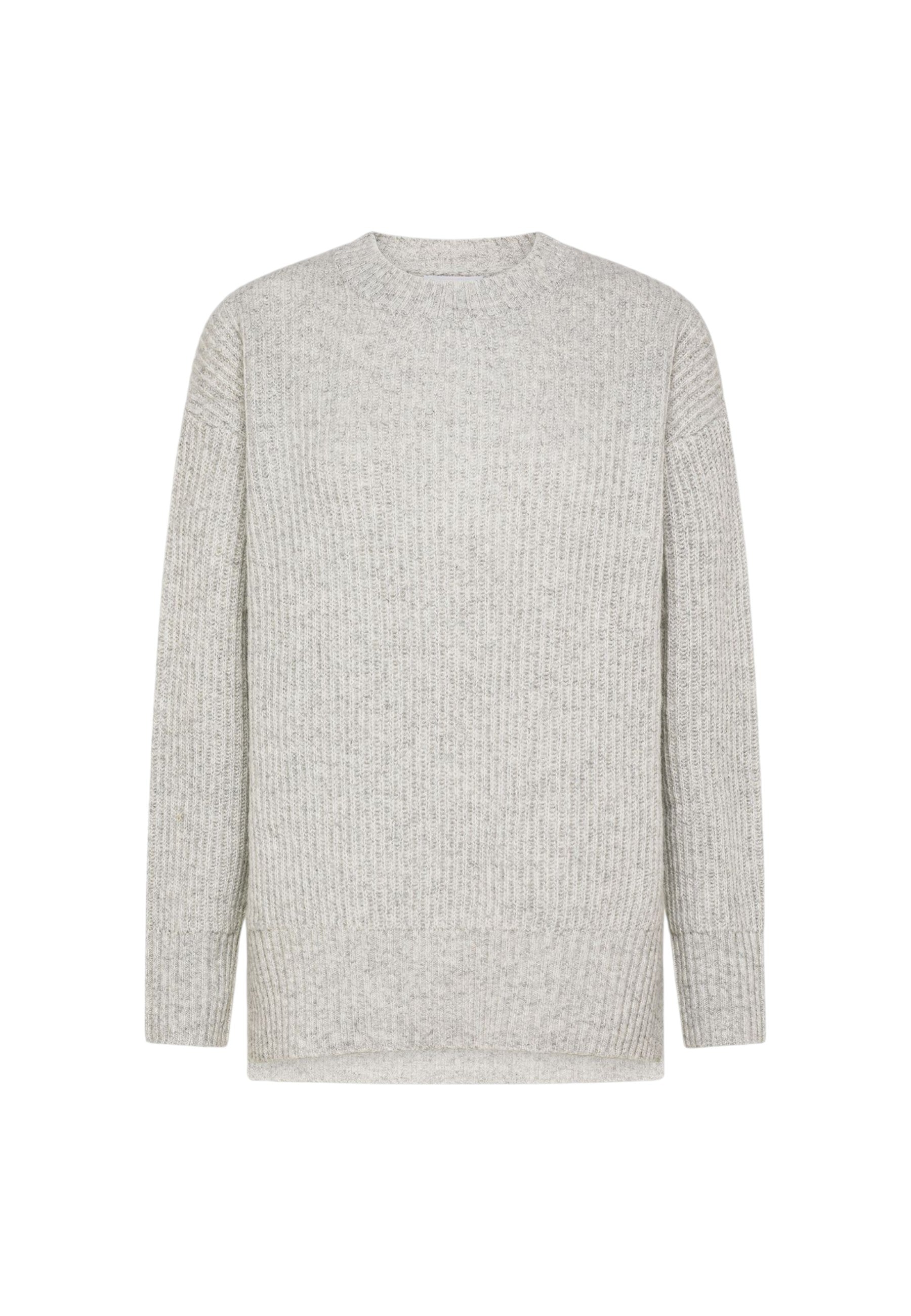 Maglione da Uomo in lana e alpaca a coste Sun68 Grigio Chiaro