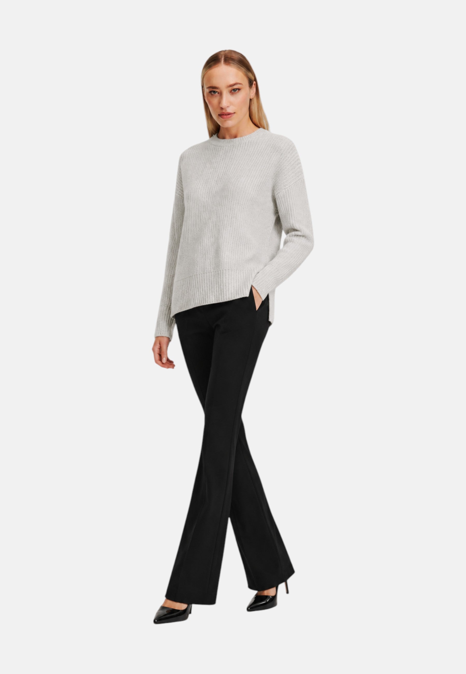 Maglione da Uomo in lana e alpaca a coste Sun68 Grigio Chiaro