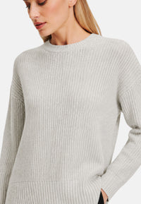 Maglione da Uomo in lana e alpaca a coste Sun68 Grigio Chiaro