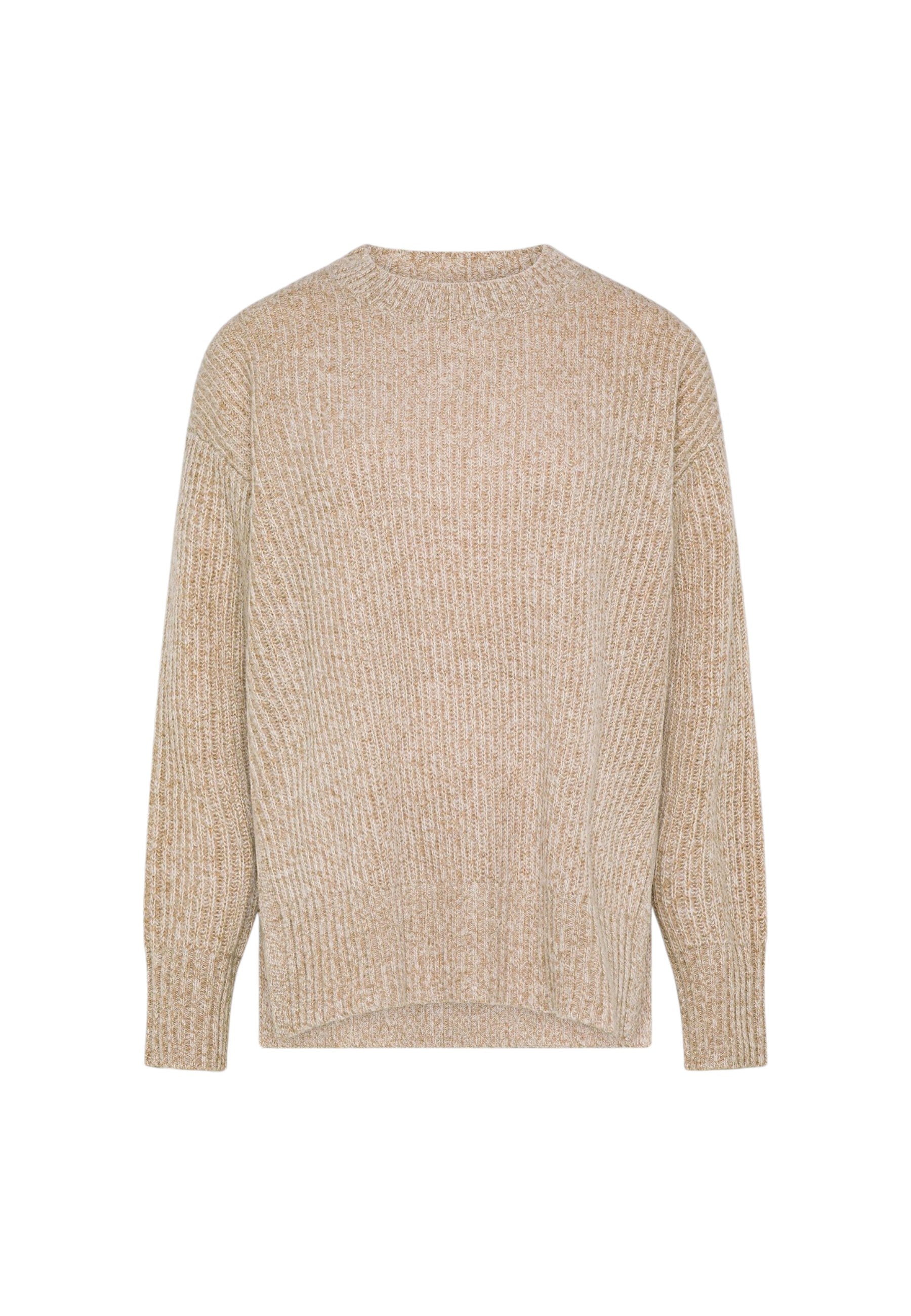 Maglione da Uomo in lana e alpaca a coste Sun68 Cammello