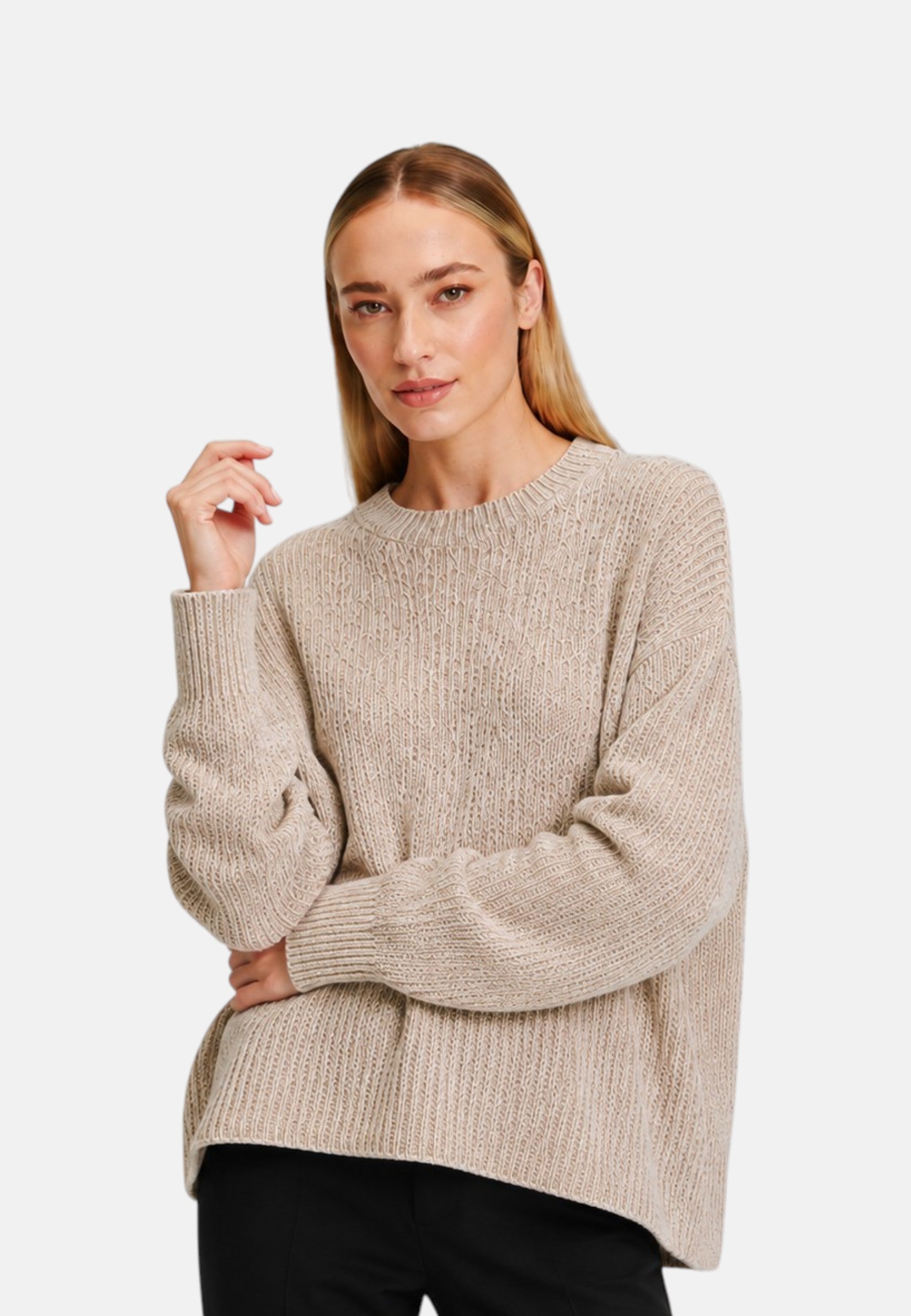 Maglione da Uomo in lana e alpaca a coste Sun68 Cammello