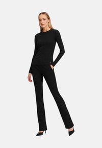 Maglione Donna girocollo in lana a coste Sun68 Nero