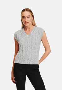 Gilet in lana a trecce da Donna Sun68 Grigio Chiaro