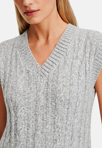Gilet in lana a trecce da Donna Sun68 Grigio Chiaro