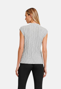 Gilet in lana a trecce da Donna Sun68 Grigio Chiaro