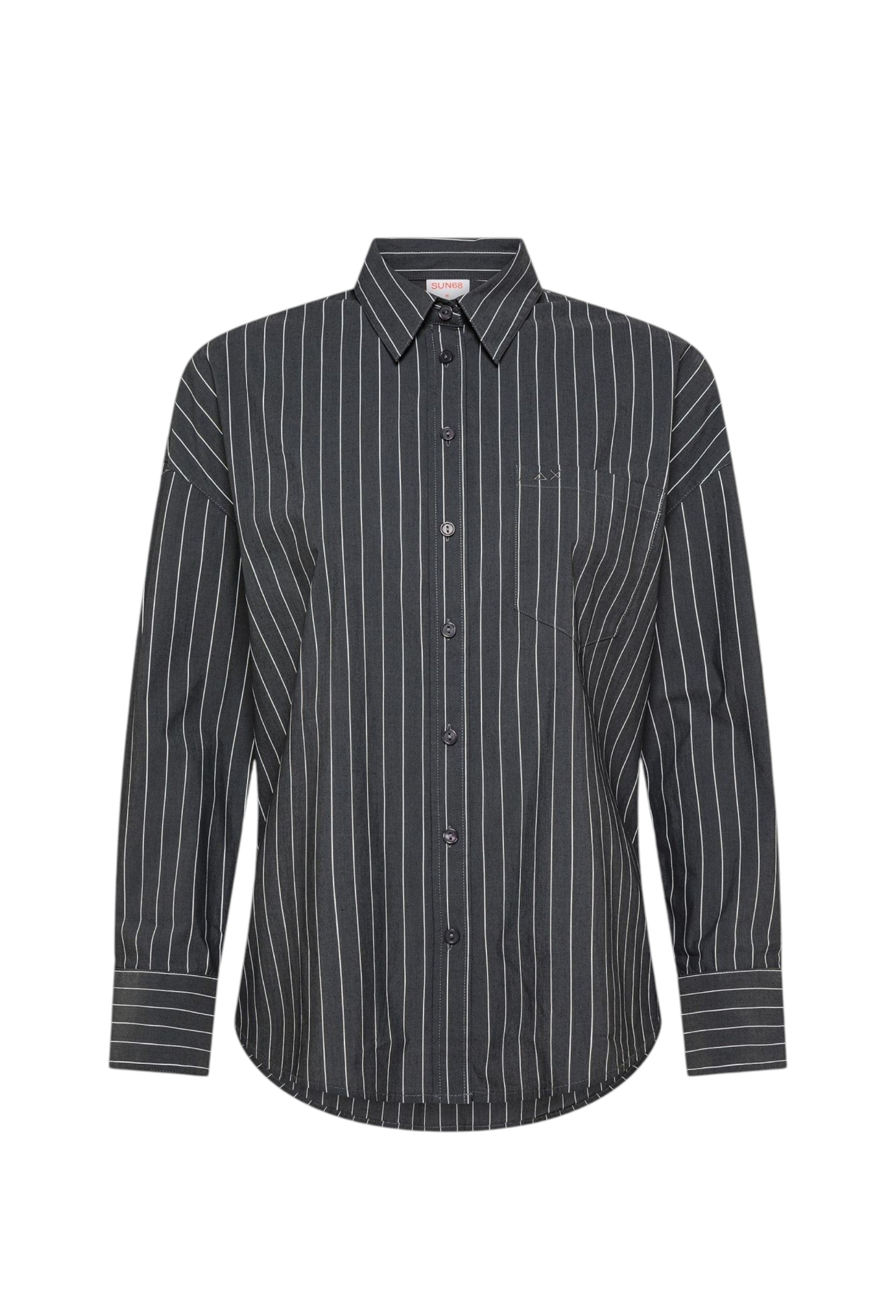 Camicia in cotone a righe Da Uomo Sun68 Grigio Scuro/bianco