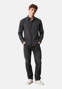 Camicia in cotone a righe Da Uomo Sun68 Grigio Scuro/bianco