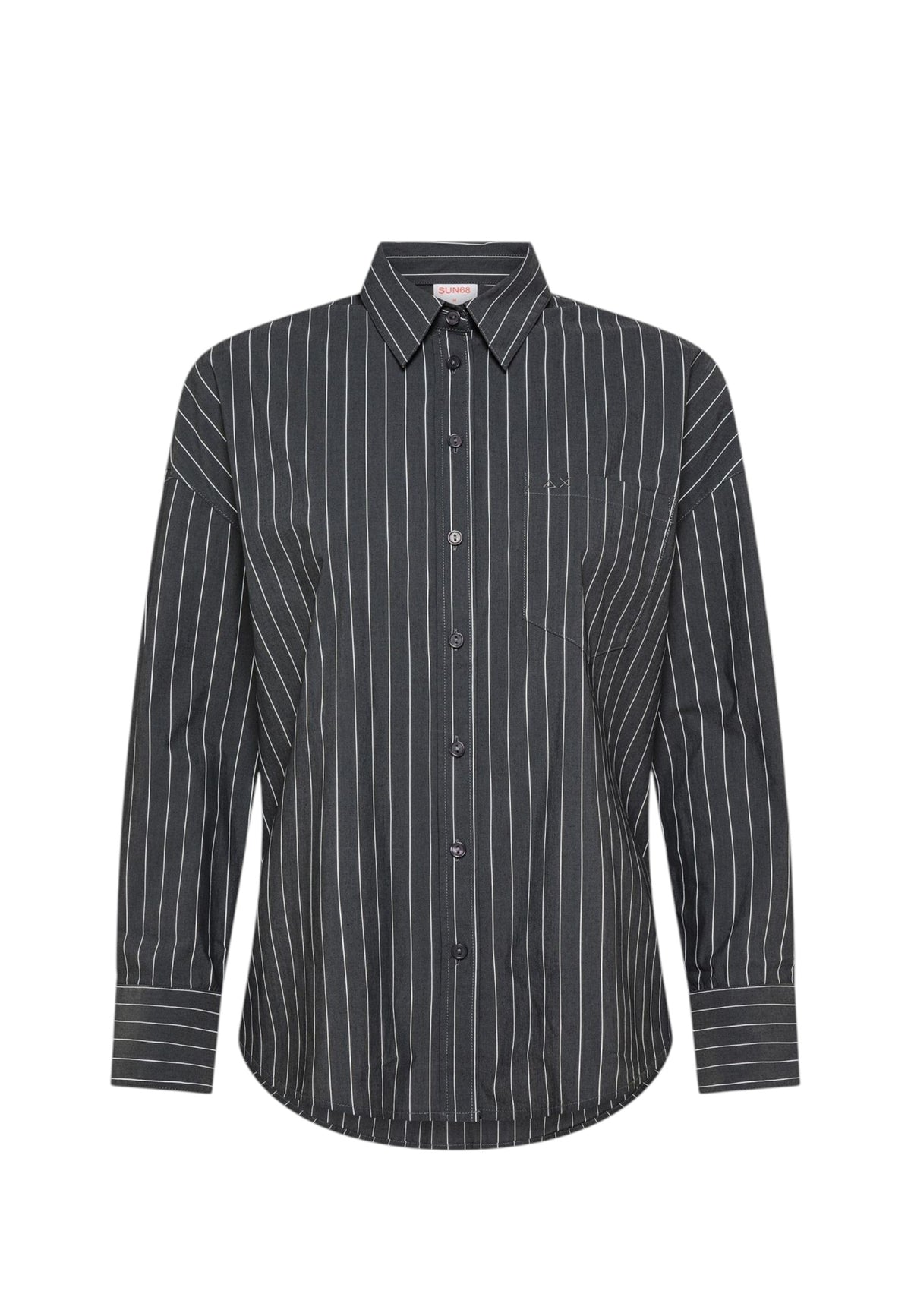 Camicia in cotone a righe Da Donna Sun68 Grigio Scuro/bianco