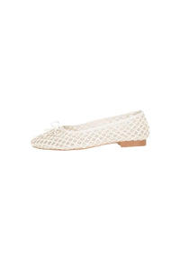 Ballerine Traforate con fiocco In Pelle Gold&Gold Off White