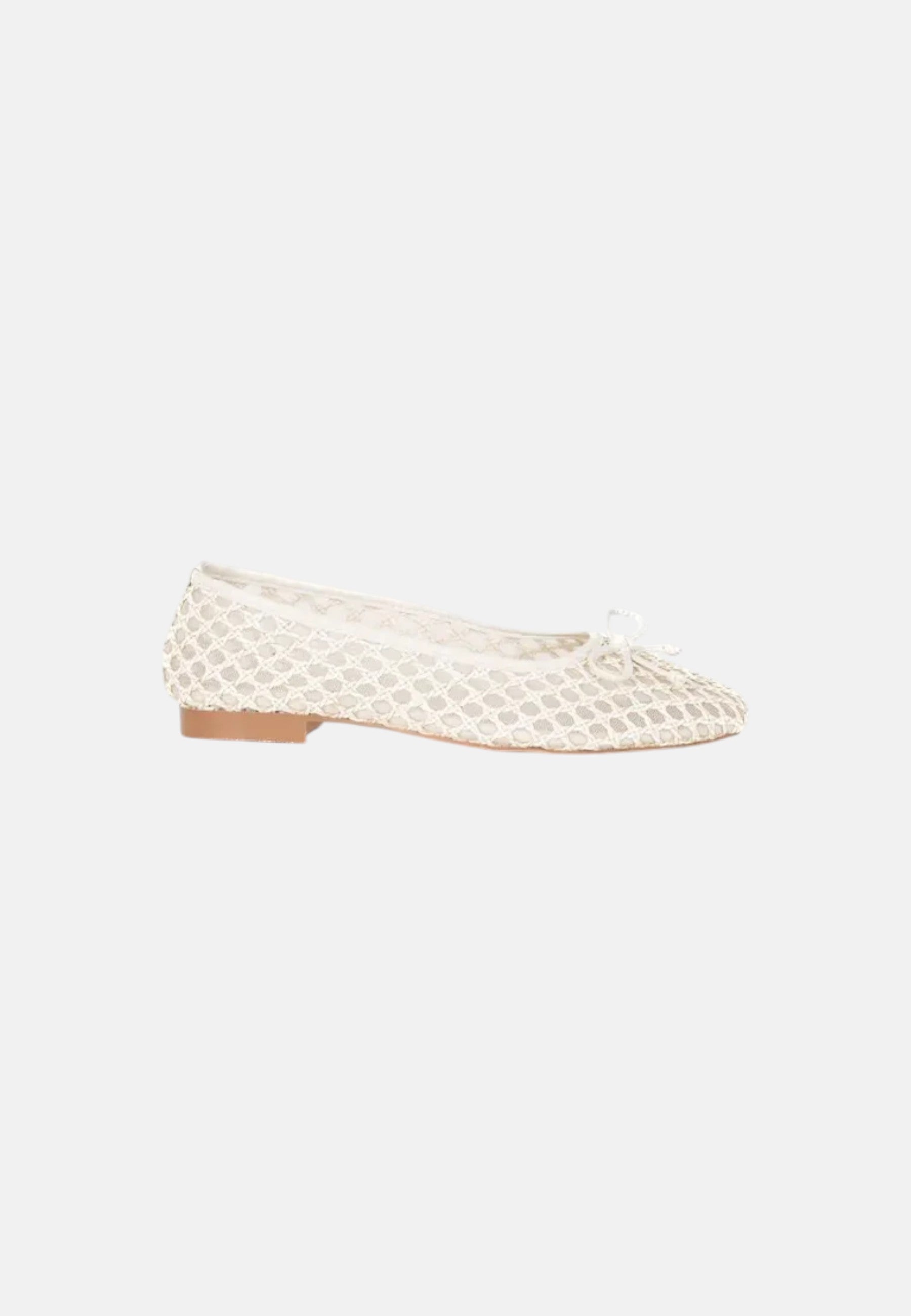 Ballerine Traforate con fiocco In Pelle Gold&Gold Off White