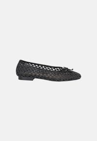 Ballerine Traforate con fiocco In Pelle Gold&Gold Nero