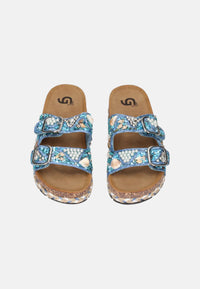 Sandalo/ciabatta Gold & Gold con doppia fascia decorata Blu