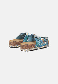 Sandalo/ciabatta Gold & Gold con doppia fascia decorata Blu