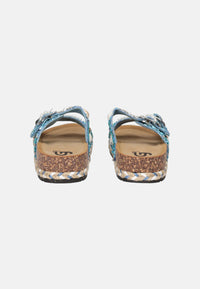 Sandalo/ciabatta Gold & Gold con doppia fascia decorata Blu