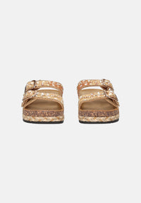 Sandalo/ciabatta Gold & Gold con doppia fascia decorata Oro