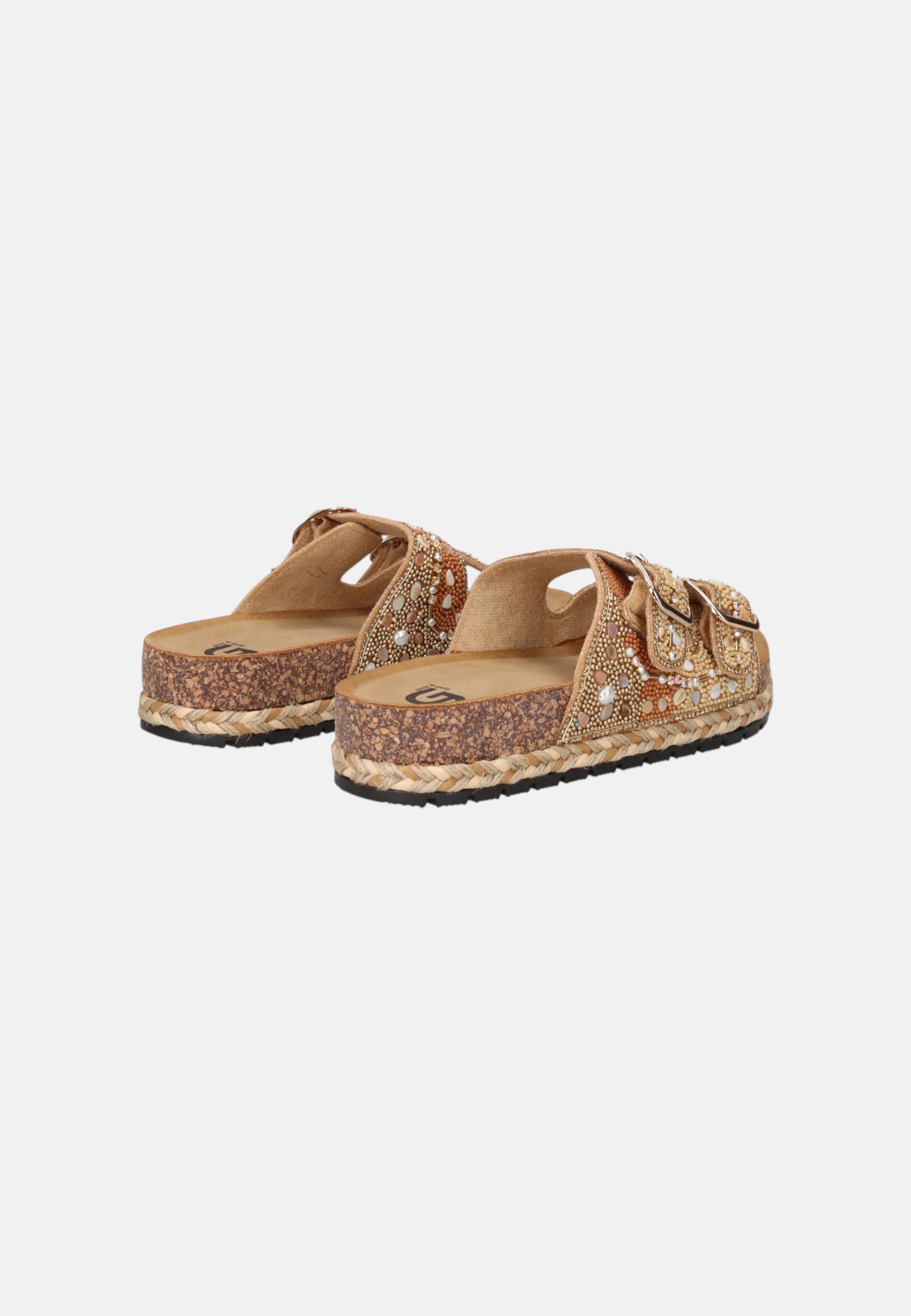 Sandalo/ciabatta Gold & Gold con doppia fascia decorata Oro
