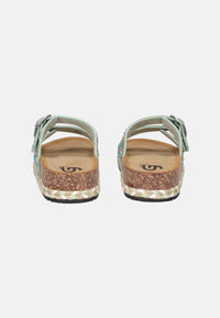 Sandalo/ciabatta Gold & Gold con doppia fascia decorata Verde