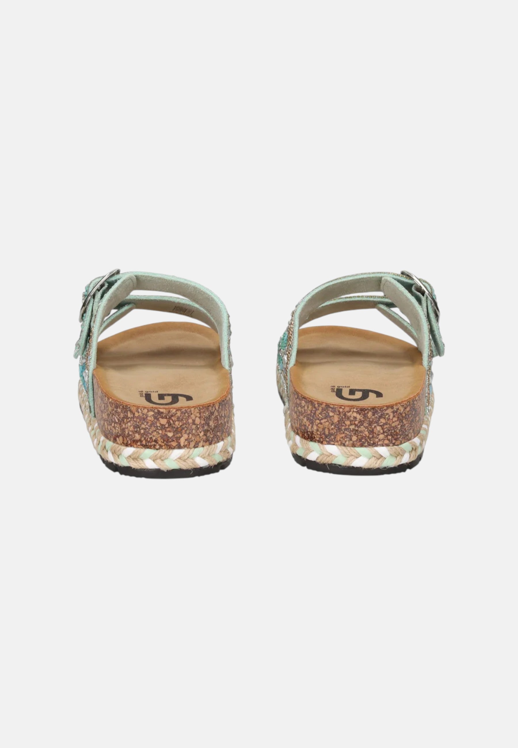 Sandalo/ciabatta Gold & Gold con doppia fascia decorata Verde