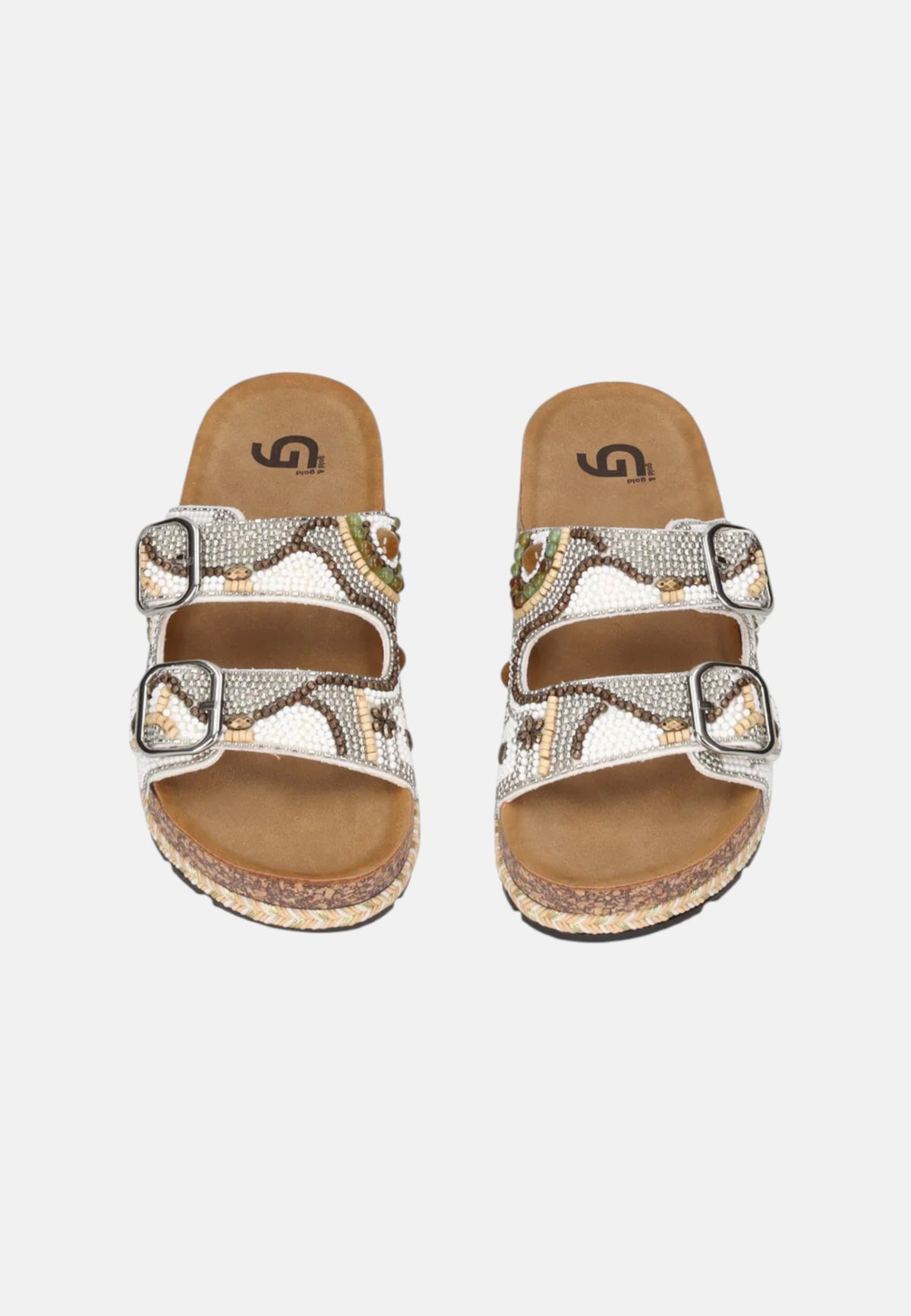 Sandalo Donna Comfort Con Doppia Fascia Ricamata Bianco