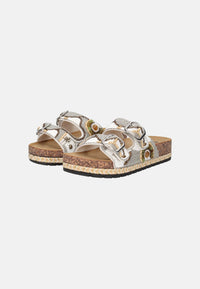 Sandalo Donna Comfort Con Doppia Fascia Ricamata Bianco