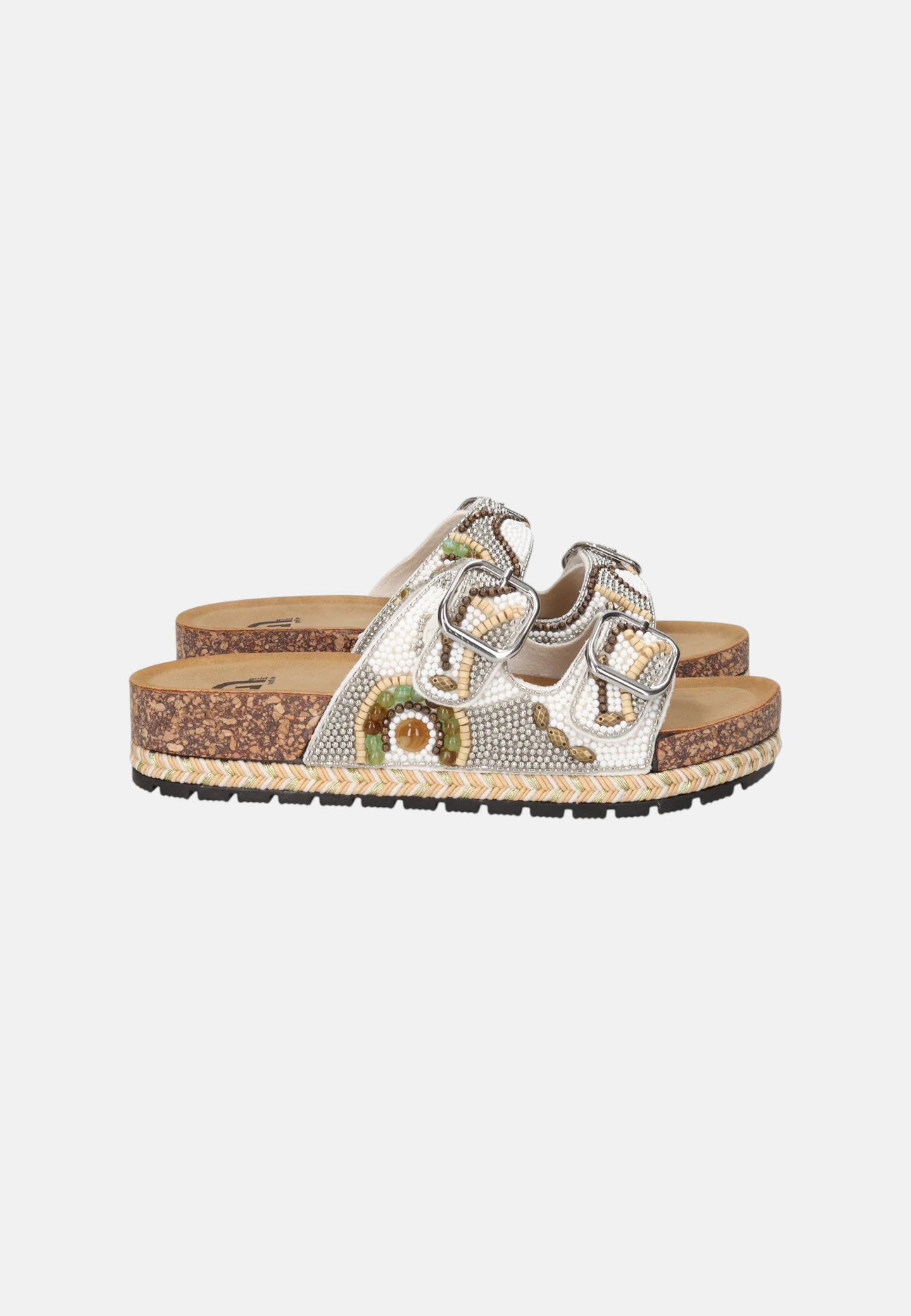 Sandalo Donna Comfort Con Doppia Fascia Ricamata Bianco