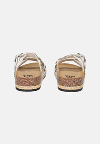 Sandalo Donna Comfort Con Doppia Fascia Ricamata Bianco
