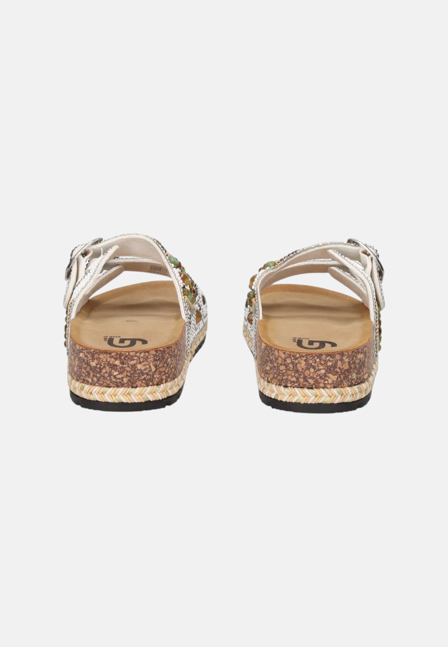 Sandalo Donna Comfort Con Doppia Fascia Ricamata Bianco