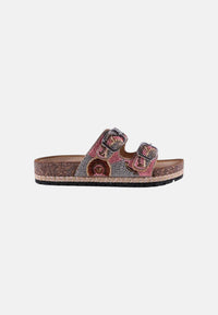 Sandalo Donna Comfort Con Doppia Fascia Ricamata Pink