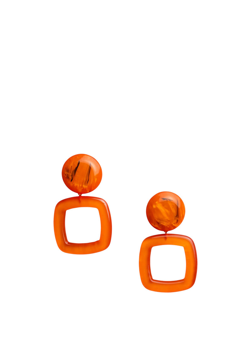 Orecchini pendenti a clip quadrati in acrilico arancio Arancio