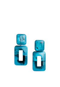 Orecchini pendenti a clip rettangolare in acrilico blu Blu