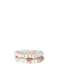 Bracciale elastico multi filo con pietre dure e vetro multicolore Multicolor