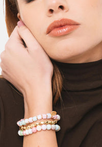 Bracciale elastico multi filo con pietre dure e vetro multicolore Multicolor