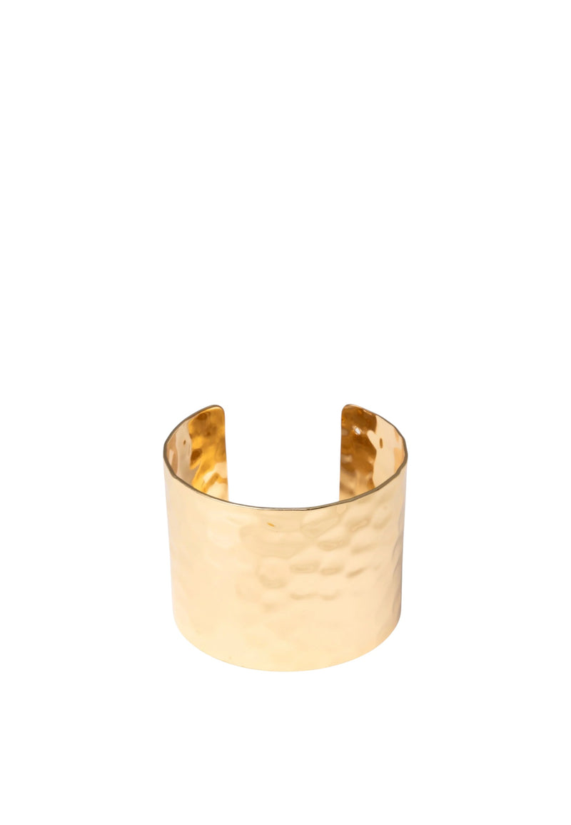Bracciale rigido a fascia in metallo martellato Oro