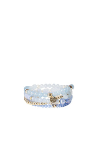 Bracciale elastico multi filo con pietre dure tono celeste Blu