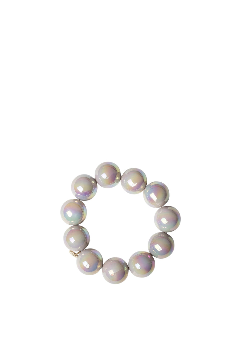 Bracciale elastico con sfere lucide in acrilico grigie Grigio