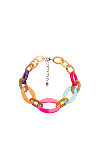 Collana girocollo con catena in acrilico multicolore Multicolor
