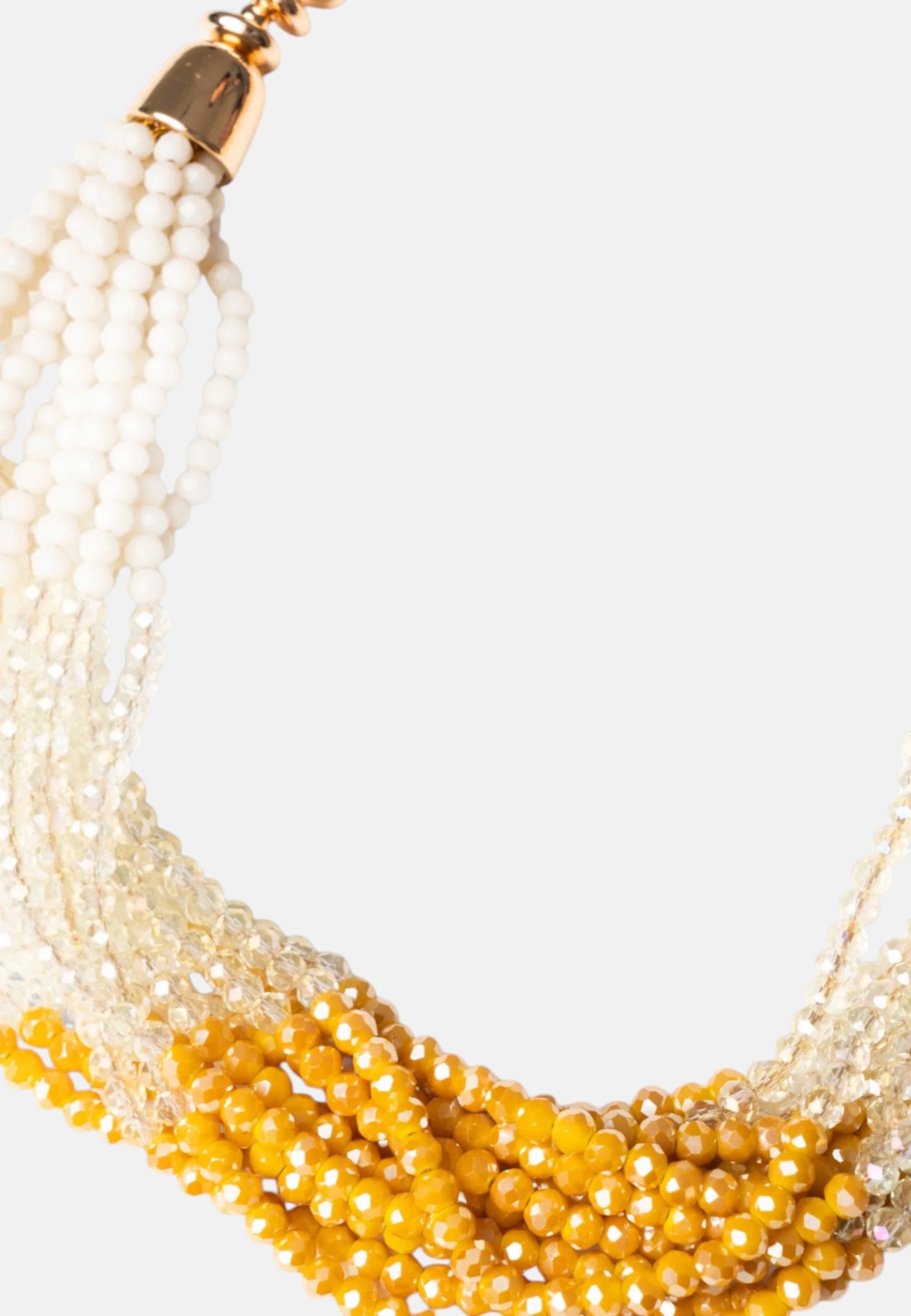 Collana girocollo multi filo di pietre in vetro bianche e gialle Bianco/ambra/sabbia
