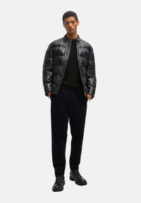 Maglione Boss  in cotone piqué con patch con logo. Black